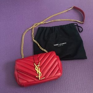 YSL Red Matelasse Mini Crossbody Bag